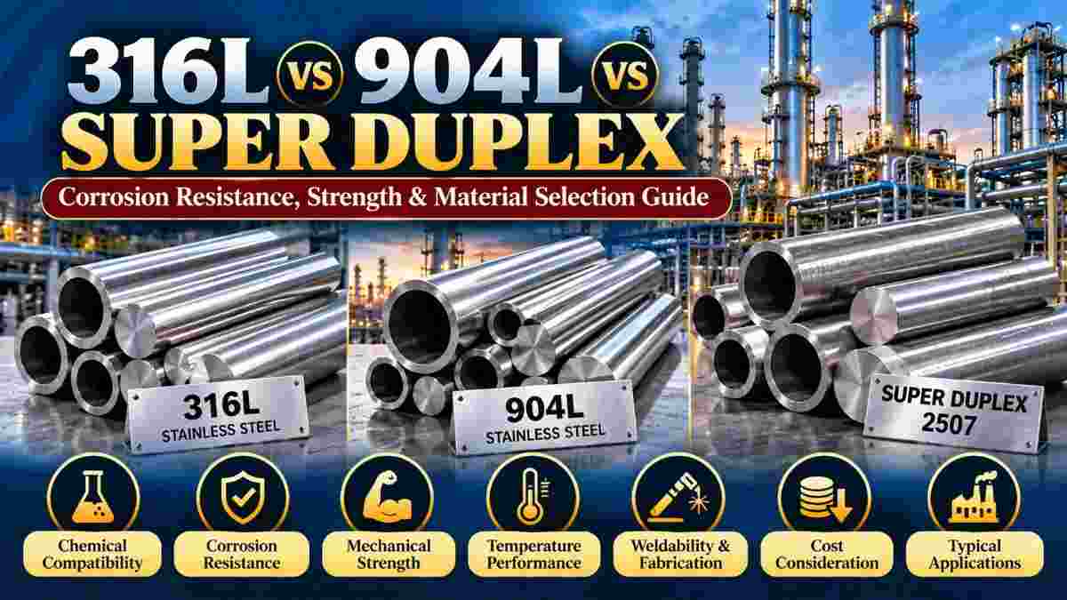 When Should You Choose 316L, 904L, or Super Duplex Stainless Steel for Corrosive Applications?